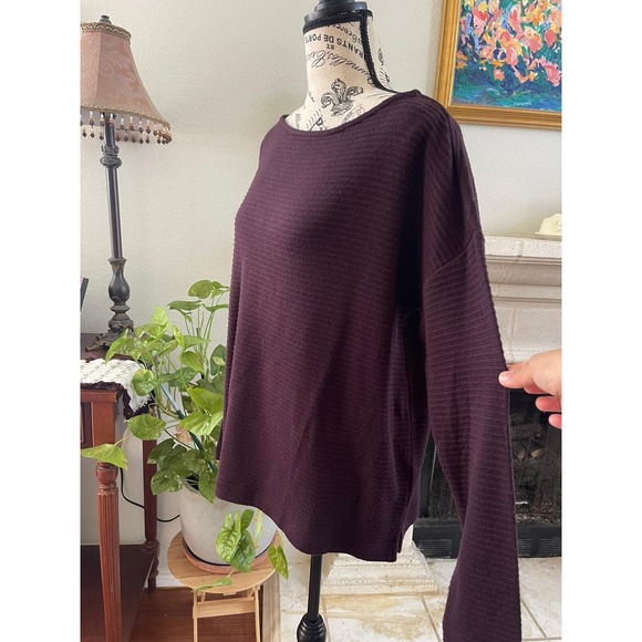 J Jill Womens Small Purple Ribbed Knit Boat Neck Long‎ Sleeve Top - Picture 6 of 8